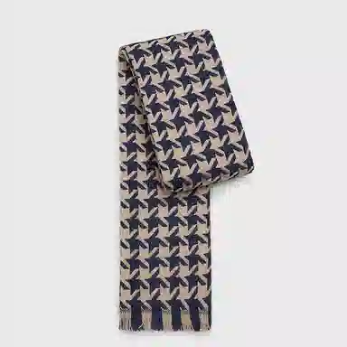 优幽兰 秋冬季学生 经典款千鸟格 加厚防风防寒保暖护脖休闲 绒线围巾 男女同款情侣款 #礼盒