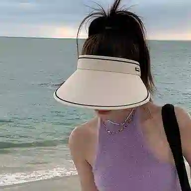 优幽兰 帽子大头围 时尚太阳帽潮流实用空顶帽韩版纯色设计感小众显脸小休闲旅游遮阳帽氛围感防紫外线高级感 棉 防晒帽 女款