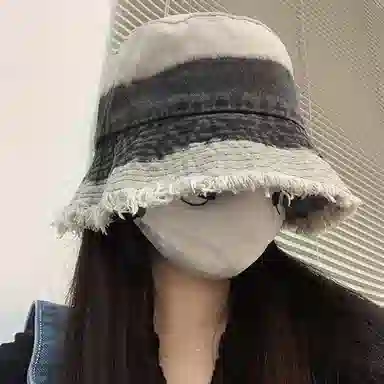 优幽兰 时尚百搭渐变遮阳帽日系复古做旧毛边渔夫帽户外防紫外线太阳帽小众设计感 棉涤 防晒帽 女款