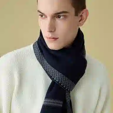 优幽兰 秋冬韩版显脸小围脖商务休闲挂脖实用颈套防风防寒高级感穿搭大牌 绒线围巾 男款
