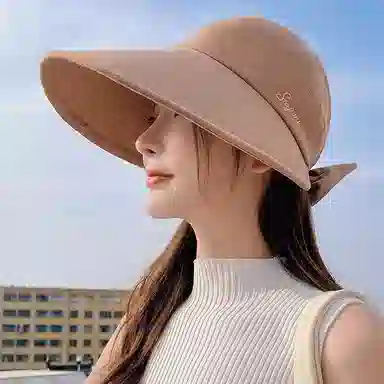 优幽兰 时尚 优雅气质大脸显小户外旅行撞色潮流休闲简约夏季防紫外线韩版穿搭 棉 防晒帽 女款