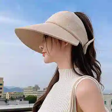 优幽兰 时尚 优雅气质大脸显小户外旅行撞色潮流休闲简约夏季防紫外线韩版穿搭 棉 防晒帽 女款