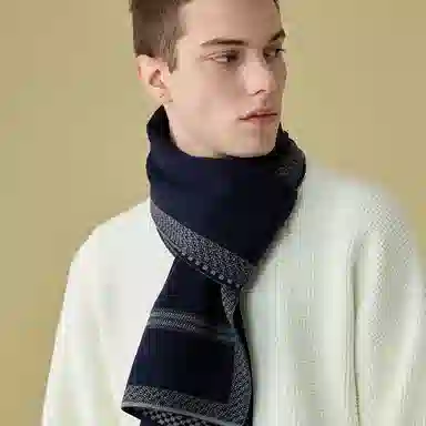 优幽兰 秋冬韩版显脸小围脖商务休闲挂脖实用颈套防风防寒高级感穿搭大牌 绒线围巾 男款