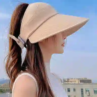优幽兰 时尚 优雅气质大脸显小户外旅行撞色潮流休闲简约夏季防紫外线韩版穿搭 棉 防晒帽 女款