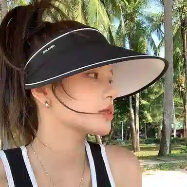 优幽兰 帽子大头围 时尚太阳帽潮流实用空顶帽韩版纯色设计感小众显脸小休闲旅游遮阳帽氛围感防紫外线高级感 棉 防晒帽 女款
