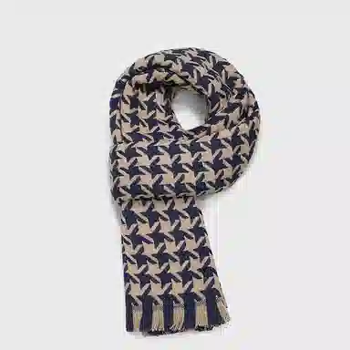 优幽兰 秋冬季学生 经典款千鸟格 加厚防风防寒保暖护脖休闲 绒线围巾 男女同款情侣款 #礼盒