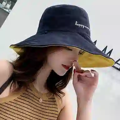 优幽兰 小众设计感户外防紫外线大帽檐显脸小韩版双面温柔甜美穿搭 棉 防晒帽 女款