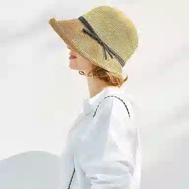 优幽兰 休闲户外防紫外线时尚潮流休闲户外旅行法式慵懒风大帽檐显脸小 聚酯纤维 渔夫帽 女款