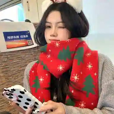 优幽兰 百搭时尚经典款红色防风防寒护脖子氛围感小众 绒线围巾 女款