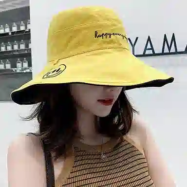 优幽兰 小众设计感户外防紫外线大帽檐显脸小韩版双面温柔甜美穿搭 棉 防晒帽 女款