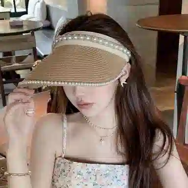 优幽兰 小众设计感休闲简约 户外旅行大帽檐显脸小法式浪漫 点缀气质淑 纤维素材料 防晒帽 女款