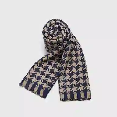 优幽兰 秋冬季学生 经典款千鸟格 加厚防风防寒保暖护脖休闲 绒线围巾 男女同款情侣款 #礼盒