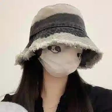 优幽兰 时尚百搭渐变遮阳帽日系复古做旧毛边渔夫帽户外防紫外线太阳帽小众设计感 棉涤 防晒帽 女款