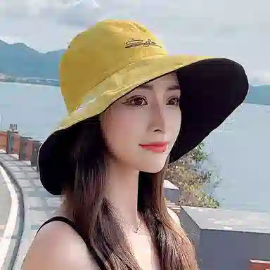 优幽兰 小众设计感户外防紫外线大帽檐显脸小韩版双面温柔甜美穿搭 棉 防晒帽 女款
