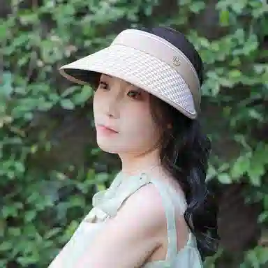 优幽兰 出行旅游大帽檐韩版编织遮脸时尚开车骑行透气防紫外线大脸显小 聚酯纤维 防晒帽 女款