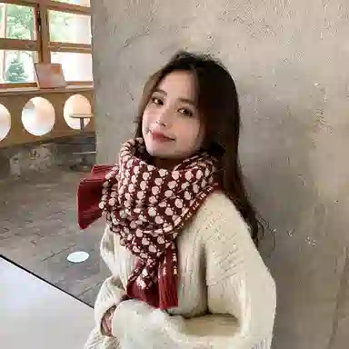 优幽兰 加厚保暖护脖子 爱心防风防寒 氛围感穿搭 绒线围巾 女款