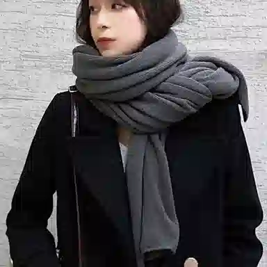 优幽兰 纯色 仿羊绒针织 加厚防风防寒保暖护脖简约休闲 绒线围巾 男女同款情侣款