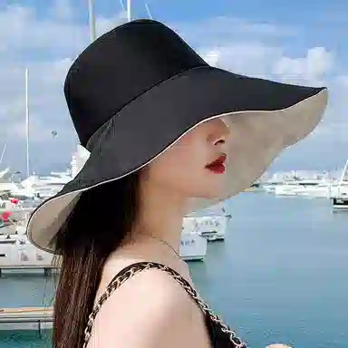 优幽兰 大头围遮阳韩版实用显脸小防紫外线旅游沙滩气质高级感休闲开车 聚酯纤维 渔夫帽 女款