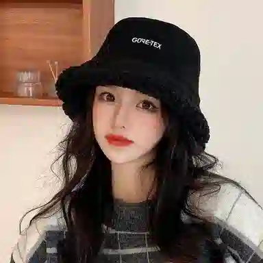 优幽兰 双面毛茸茸韩版显脸小防风防寒保暖高级感 聚酯纤维 渔夫帽 女款