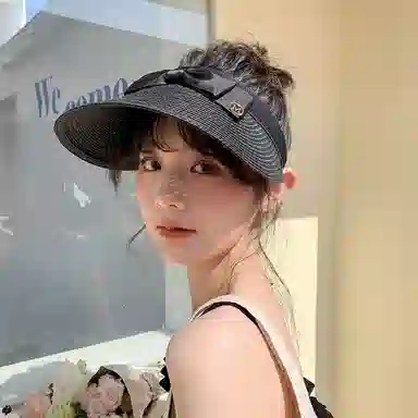 优幽兰 小众大帽檐显脸小户外防紫外线气质优雅旅行穿搭 草编 防晒帽 女款