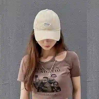 优幽兰 时尚百搭小众设计感大头围显脸小户外休闲简约字母贴布街头潮流校园风穿搭 棉 鸭舌帽 男女同款情侣款