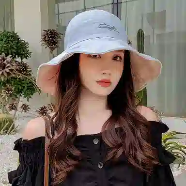 优幽兰 大帽檐户外防紫外线大头围显脸小韩版双面潮流小雏菊温柔甜美穿搭 粘纤 防晒帽 女款