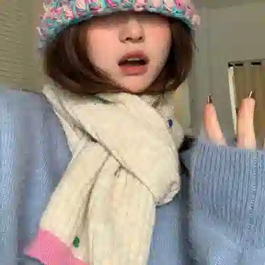 优幽兰 拼色 针织加厚护脖子防风防寒保暖 高级感 绒线围巾 女款