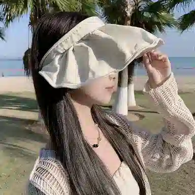 优幽兰 帽子 时尚空顶帽韩版显脸小沙滩帽纯色高级感旅游开车骑车通勤太阳帽防紫外线大头围学生休闲穿搭 聚酯纤维 防晒帽 女款