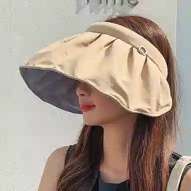 优幽兰 休闲时尚百搭潮流大头围显脸小户外旅行小众高颜值 甜美大帽檐防紫外线 棉拼锦纶拼氨纶 防晒帽 女款