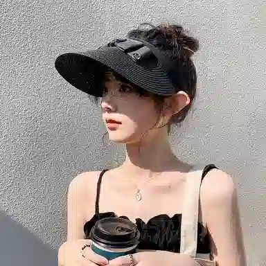 优幽兰 小众大帽檐显脸小户外防紫外线气质优雅旅行穿搭 草编 防晒帽 女款