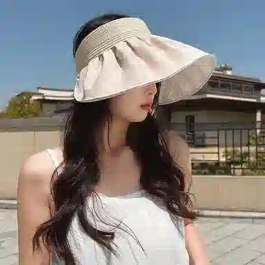 优幽兰 帽檐防紫外线法式慵懒风温柔甜美小清新户外双面可戴 聚酯纤维 防晒帽 女款