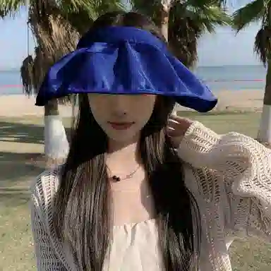 优幽兰 帽子 时尚空顶帽韩版显脸小沙滩帽纯色高级感旅游开车骑车通勤太阳帽防紫外线大头围学生休闲穿搭 聚酯纤维 防晒帽 女款