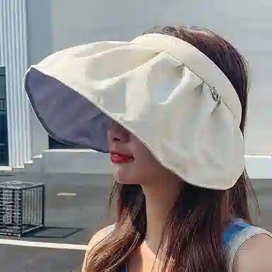 优幽兰 休闲时尚百搭潮流大头围显脸小户外旅行小众高颜值 甜美大帽檐防紫外线 棉拼锦纶拼氨纶 防晒帽 女款