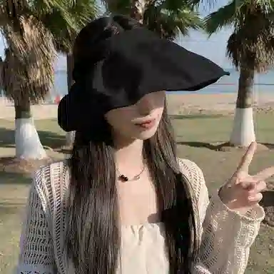 优幽兰 帽子 时尚空顶帽韩版显脸小沙滩帽纯色高级感旅游开车骑车通勤太阳帽防紫外线大头围学生休闲穿搭 聚酯纤维 防晒帽 女款