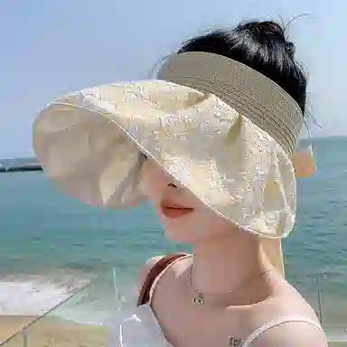 优幽兰 户外旅行大帽檐显脸小法式气质 聚酯纤维 防晒帽 女款