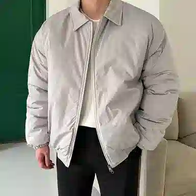 我是大卫 日系翻领高级感休闲轻熟风双拉链棉服 男女同款