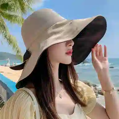 优幽兰 大头围遮阳韩版实用显脸小防紫外线旅游沙滩气质高级感休闲开车 聚酯纤维 渔夫帽 女款