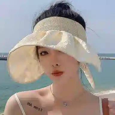 优幽兰 户外旅行大帽檐显脸小法式气质 聚酯纤维 防晒帽 女款