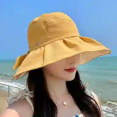 优幽兰 休闲大头围太阳帽时尚韩版遮阳帽显脸小沙滩帽防紫外线旅游实用骑车气质减龄 韩系穿搭 棉 渔夫帽 女款