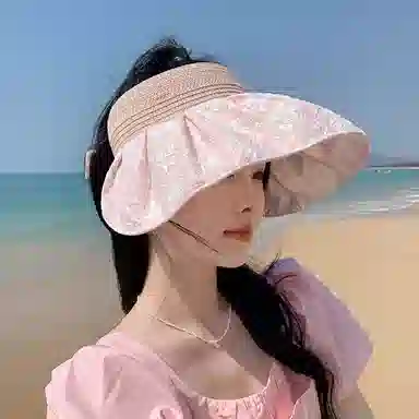 优幽兰 户外旅行大帽檐显脸小法式气质 聚酯纤维 防晒帽 女款