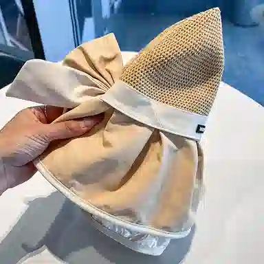 优幽兰 夏季出游甜美时尚气质优雅休息简约户外防紫外线大帽檐显脸小法式穿搭 聚酯纤维 防晒帽 女款