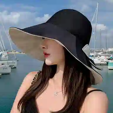 优幽兰 大头围遮阳韩版实用显脸小防紫外线旅游沙滩气质高级感休闲开车 聚酯纤维 渔夫帽 女款