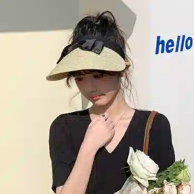 优幽兰 小众大帽檐显脸小户外防紫外线气质优雅旅行穿搭 草编 防晒帽 女款
