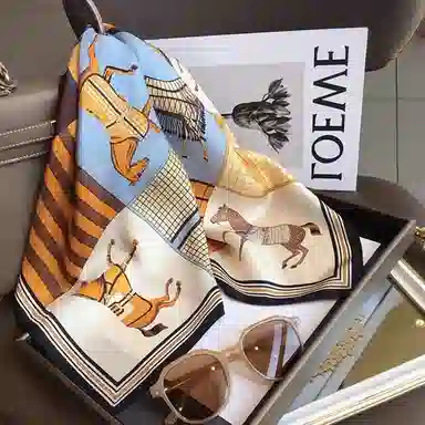 优幽兰 设计感撞色护颈小方巾高级感薄款多功能领巾实用减龄气质 丝巾 女款 礼盒装