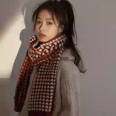 优幽兰 针织加厚防风防寒保暖氛围感小众 绒线围巾 女款