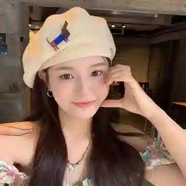 优幽兰 针织刺绣狗狗韩版复古大头围甜妹氛围感保暖防寒休闲 聚酯纤维 贝雷帽 女款