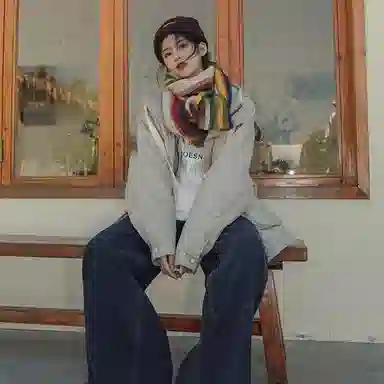 优幽兰 大牌防风防寒彩虹大蓬松经典款百搭时尚两用氛围感学生保暖小众简约 绒线围巾 披肩 女款