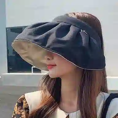 优幽兰 休闲时尚百搭潮流大头围显脸小户外旅行小众高颜值 甜美大帽檐防紫外线 棉拼锦纶拼氨纶 防晒帽 女款