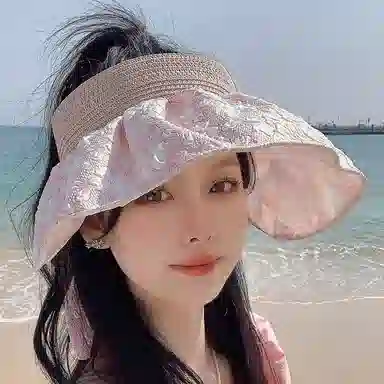 优幽兰 户外旅行大帽檐显脸小法式气质 聚酯纤维 防晒帽 女款