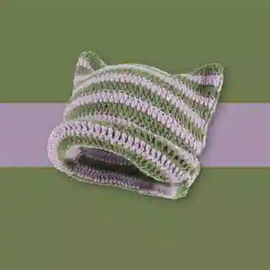 优幽兰 加厚保暖针织帽大头围条纹宽松 韩版显脸小冷帽日系护耳堆堆帽 绒线帽 男女同款情侣款